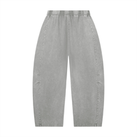 BARREL LEG PANTS — GRAY
