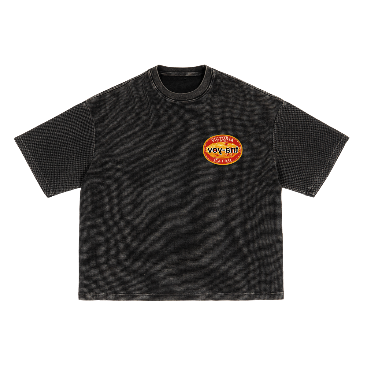 Waffle-Texture Washed Boxy T-Shirt