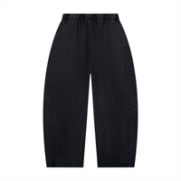 BARREL LEG PANTS — BLACK