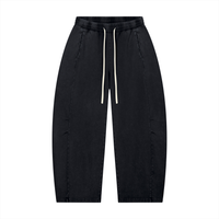 BARREL LEG PANTS — BLACK