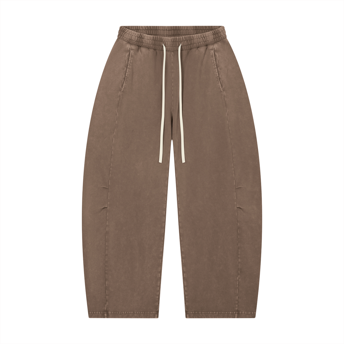 BARREL LEG PANTS — COFFEE