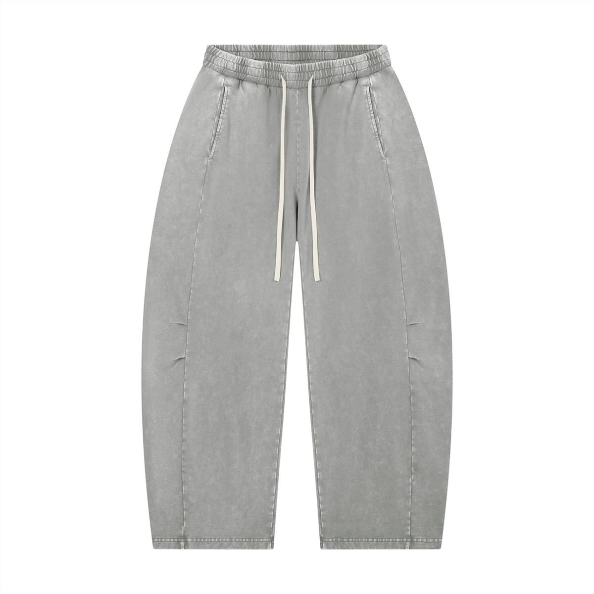 BARREL LEG PANTS — GRAY