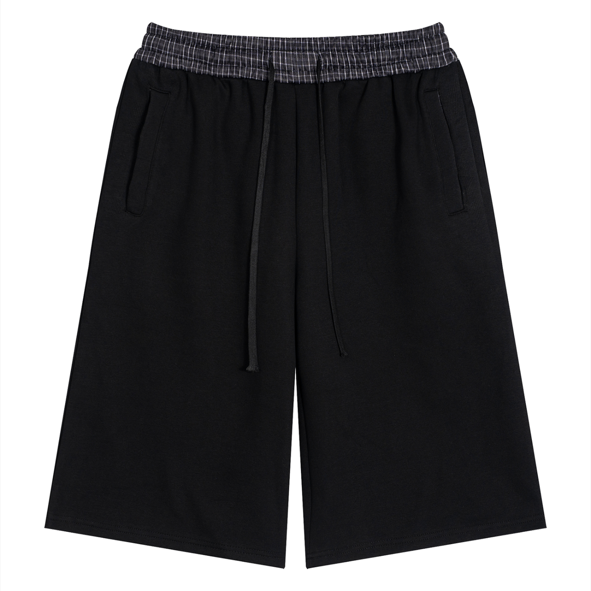 Unisex Plaid Waistband Shorts